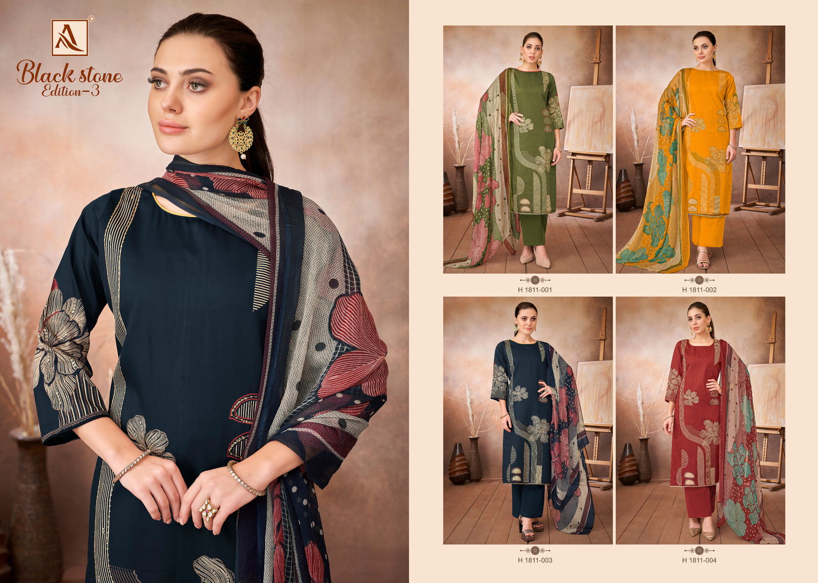 Black Stone 3 By Alok Suit Jam Cotton Printed Dress Material Wholesale Online